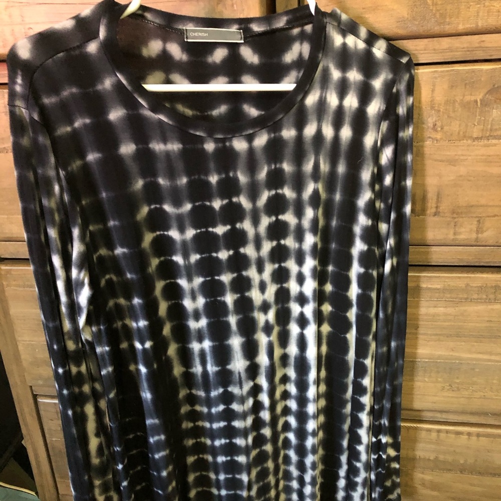 Long Sleeve Black Tie Dye Dress